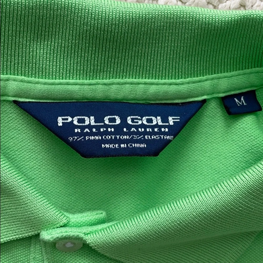 Ralph Lauren Polo Short Sleeve Brook Hollow Golf Shirt In Bright Green Size M